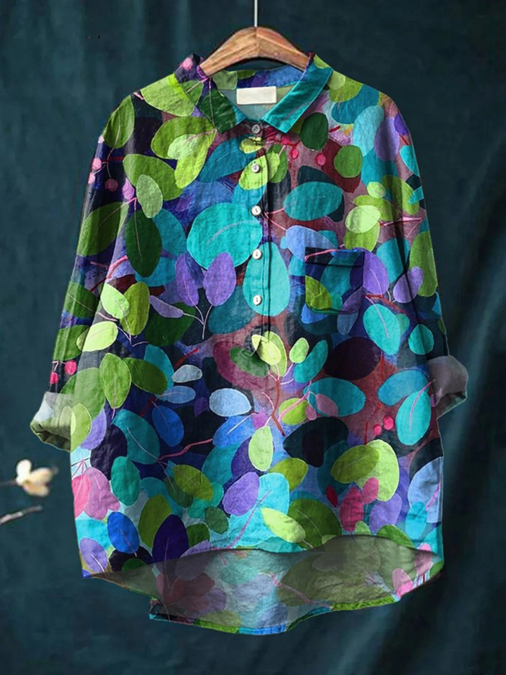 Adriana | Summer Forest Art Printed Women's Casual  Shirt