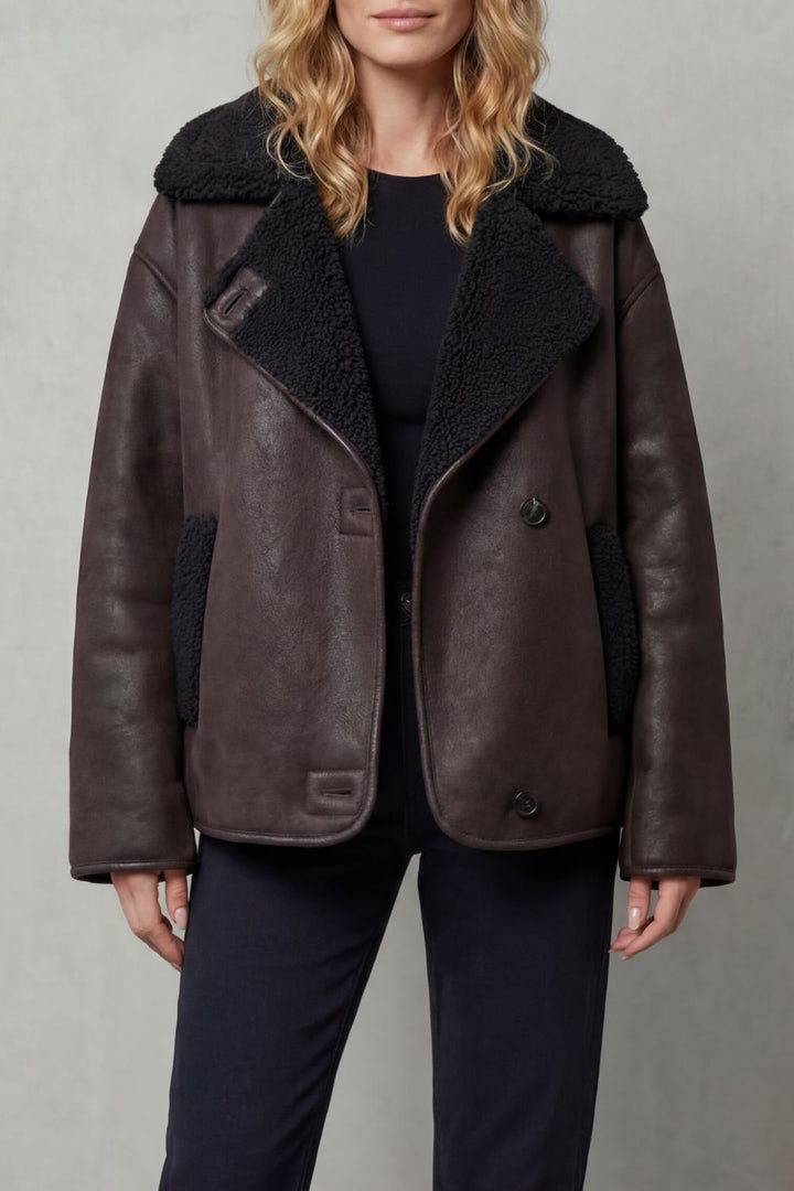 Bravonne – Shearling-lined design – Oversized aviator jacket