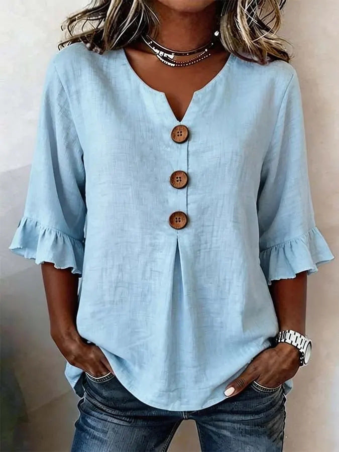 Stefania | Blouse with Buttons and Ruffles