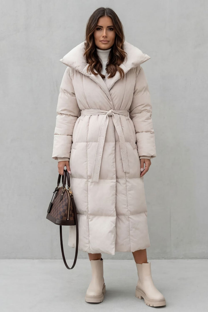 Frescetta – Belted silhouette – Long padded puffer coat