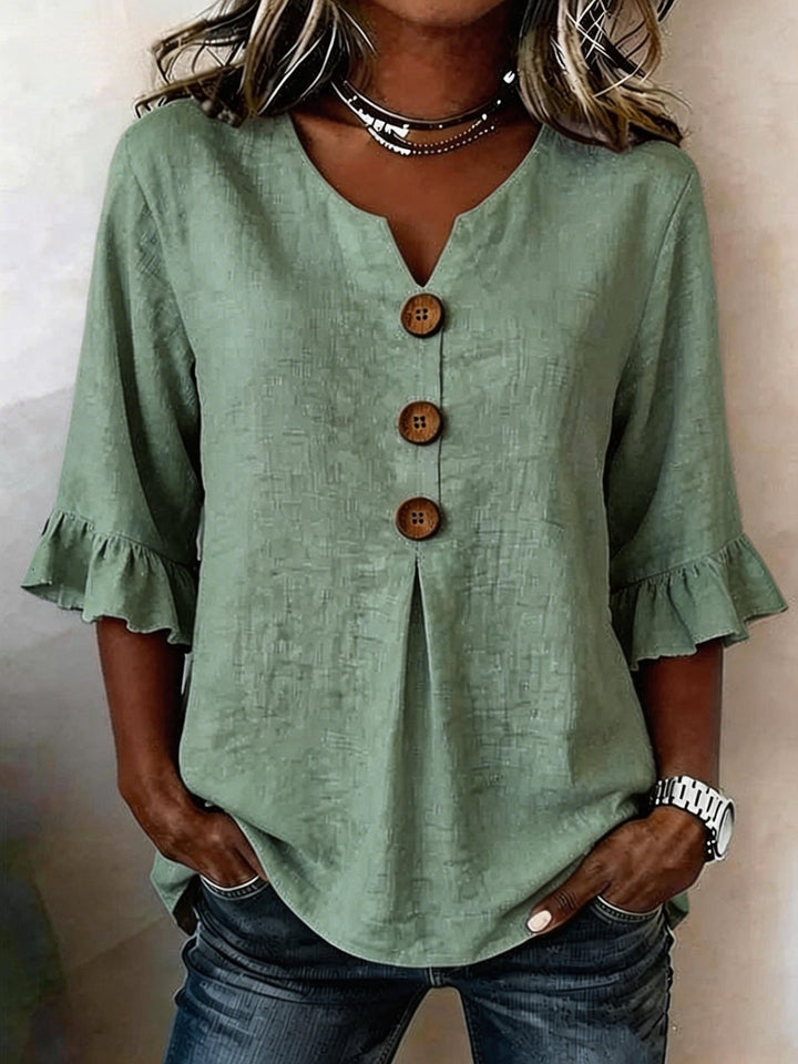Stefania | Blouse with Buttons and Ruffles