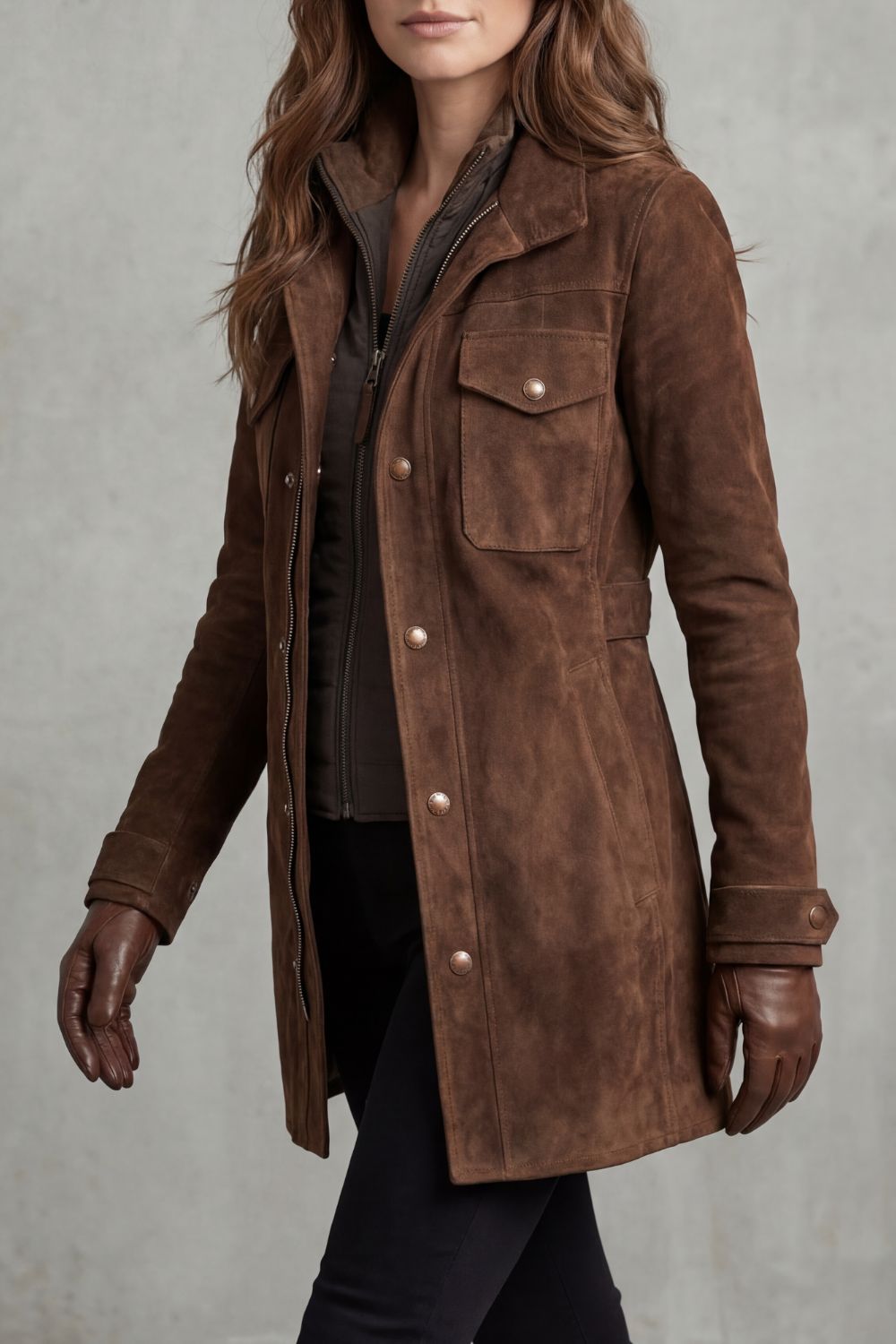 Bellavue – Tailored suede finish – Longline coat