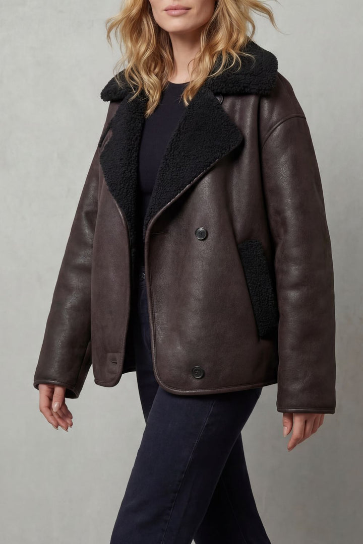 Bravonne – Shearling-lined design – Oversized aviator jacket