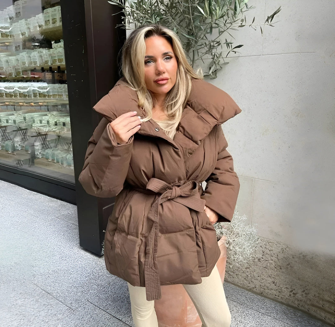 Keira | Zipper Puffer Jacket With Belt