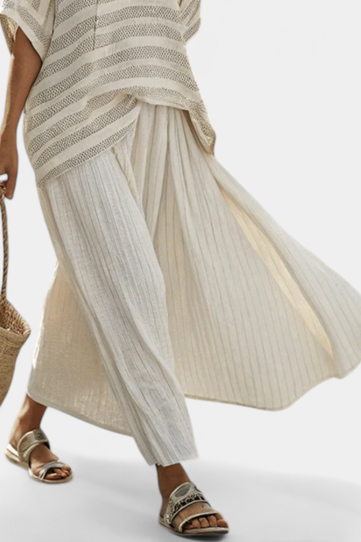 Westlyn | Comfortable Striped Bamboo Top & Flowing Pants