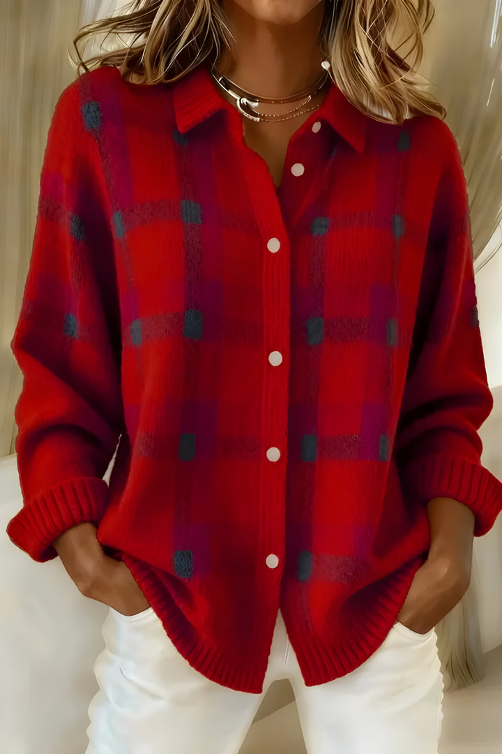 Élise | Rust Plaid Blouse