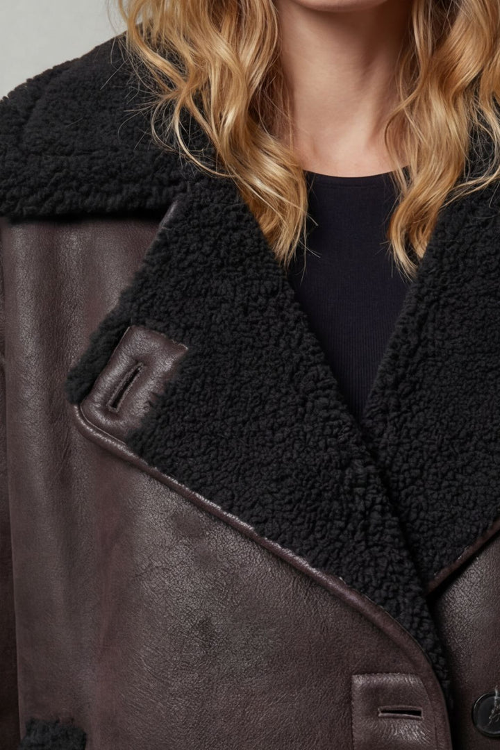 Bravonne – Shearling-lined design – Oversized aviator jacket