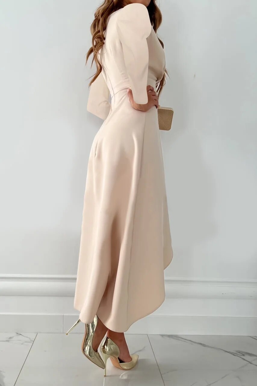 Elegant V-Neck Midi Dress with Side Slit