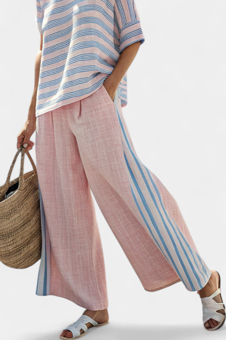 Virella | Elegant Pink-Blue Blouse & Soft Pants