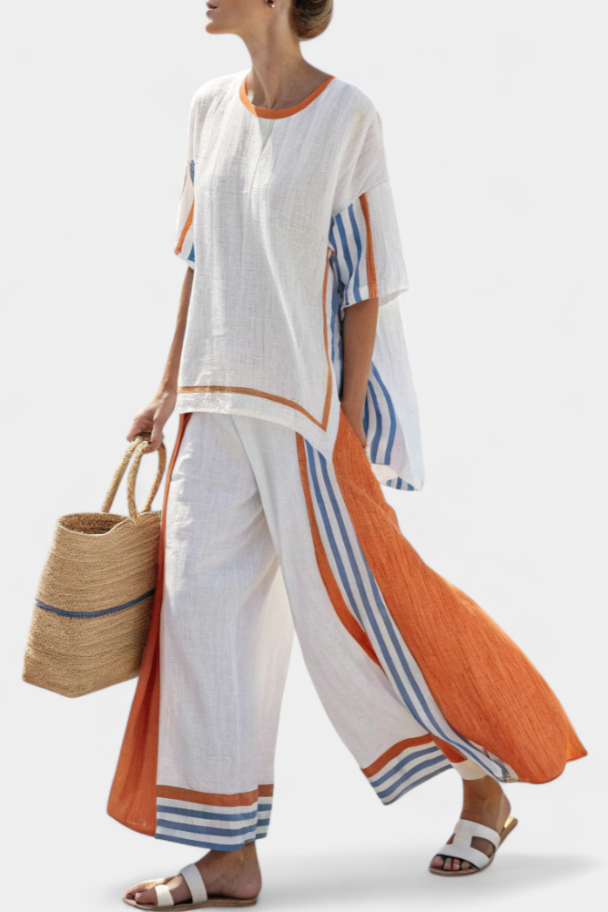 Thorneil | Comfortable Wide-Leg Striped Pants & Top