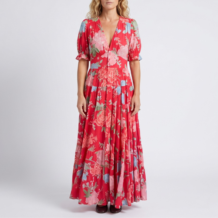 Minelda | Elegant Floral V-neck Dress