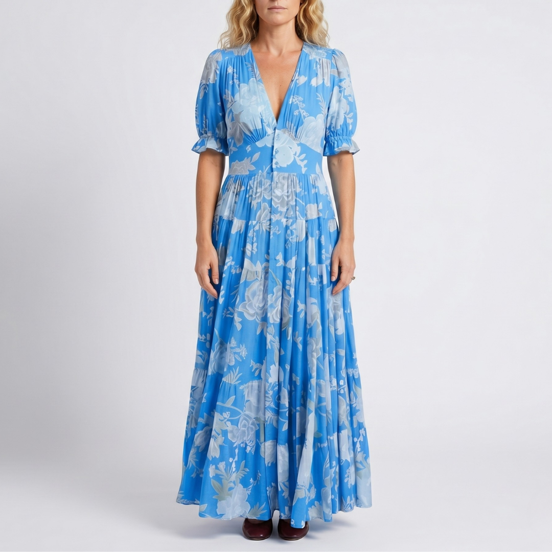 Minelda | Elegant Floral V-neck Dress