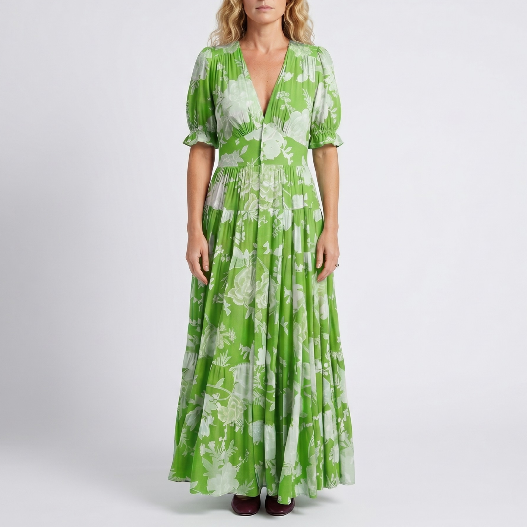Minelda | Elegant Floral V-neck Dress