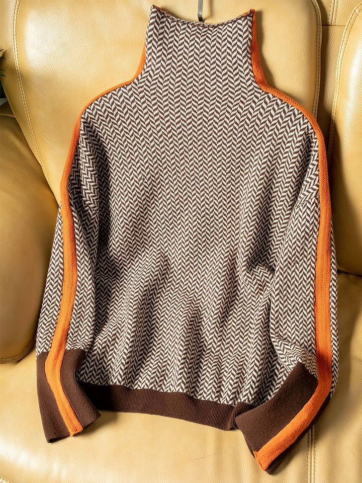 Élise | Contrast Stripe Turtleneck Sweater